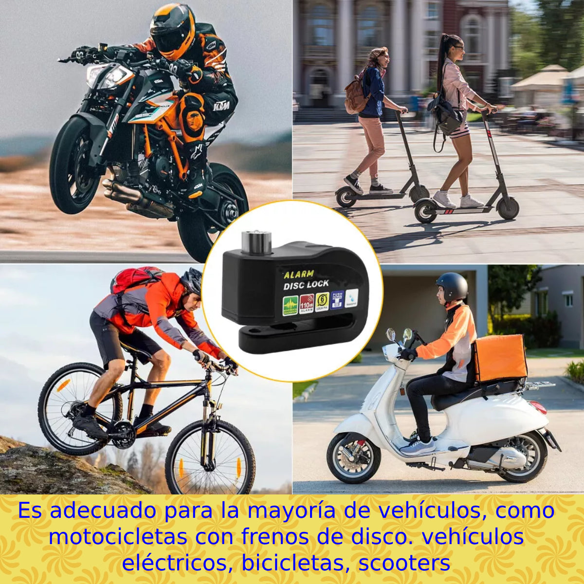 Alarma Candado Moto Impermeable Freno Disco Bloqueo Seguro