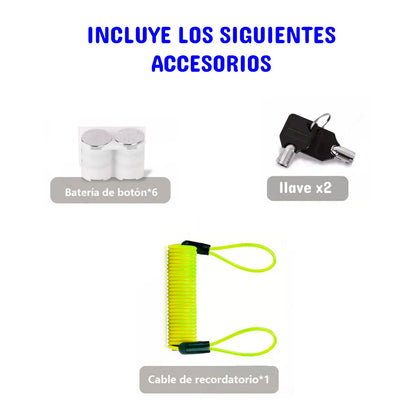 Candado Disco Alarma Amarillo Impermeable Antirrobo Moto