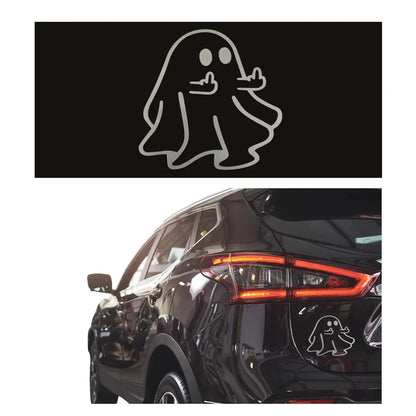 Calcomanía Fantasma Dedo Grosero Sticker Auto Suv Universal Negro