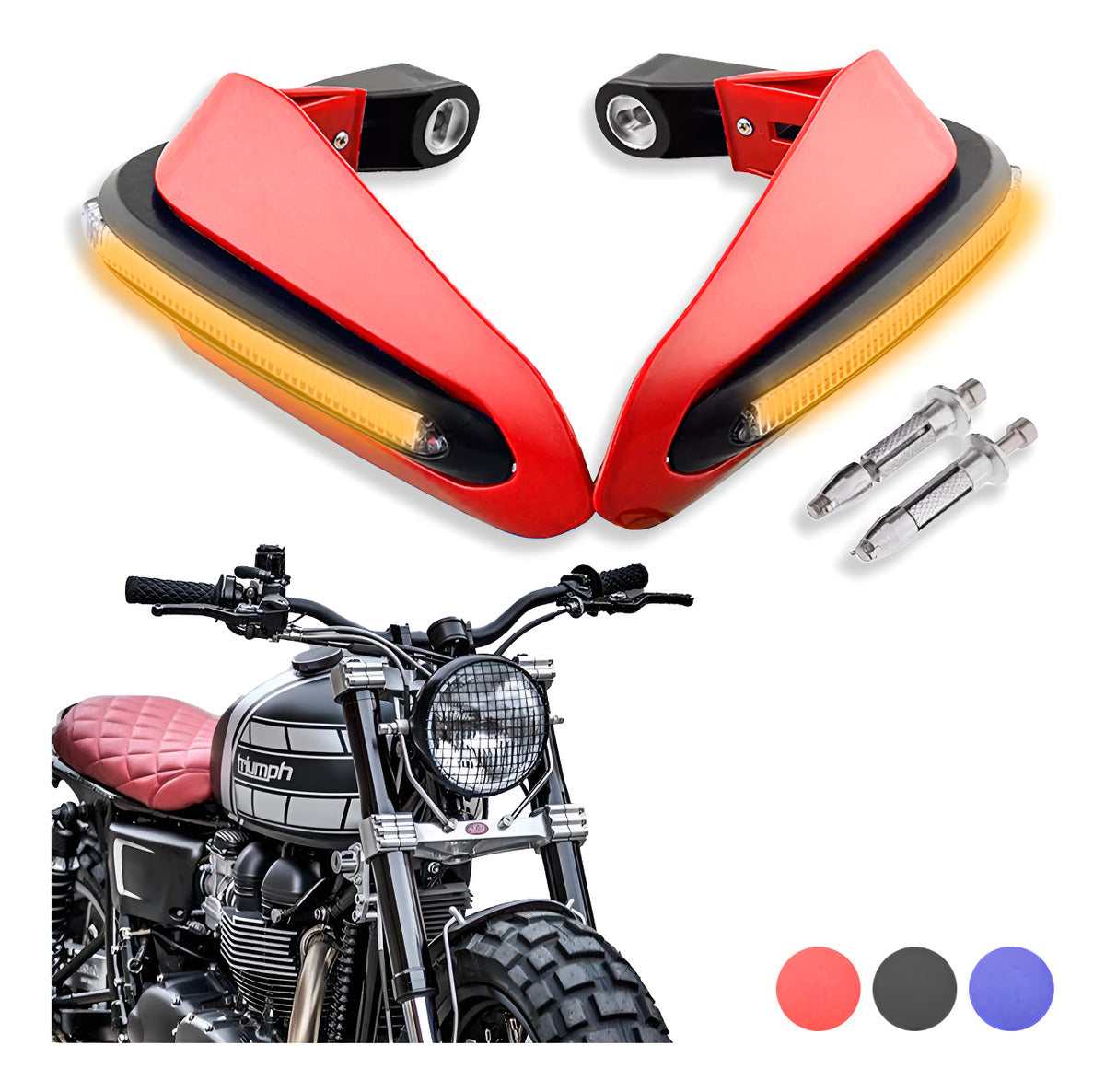 Cubre Puños Moto Luz Led Hand Guards Universal Sin Hueco