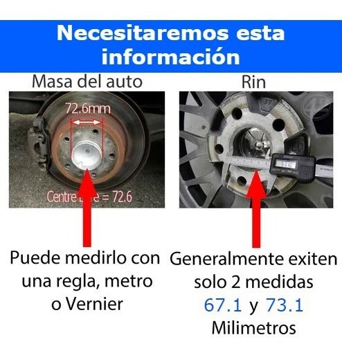 Centrador Rin 57.1 - 67.1 Chico Plastico Vw Audi Seat