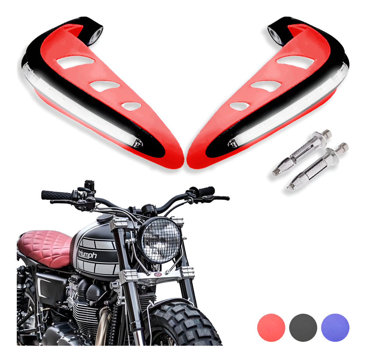 Cubre Puños Moto Hueco Luz Led Handguard Universal Protector