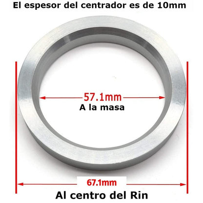 Centrador Rin 57.1 - 67.1 Chico Aluminio Vw Audi Seat