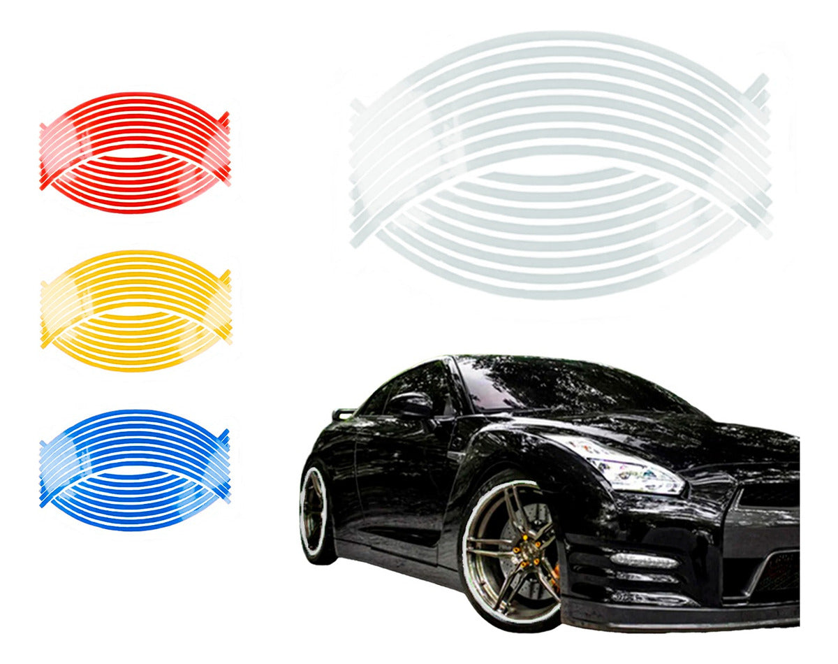 Tira Reflejante Cinta Pegatina Auto Moto Rin 15-18 Pulgadas