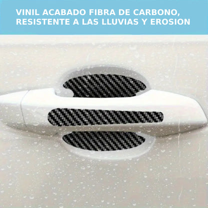 Protector Manija Vinil Fibra Carbono Auto Universal 8pzs