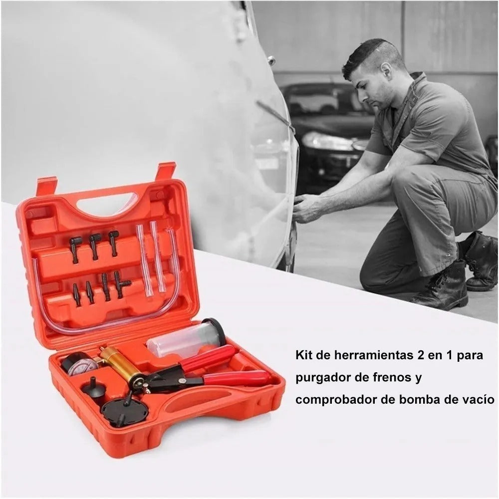 Purgador Bomba Vacio Manual Frenos Manometro Kit Auto Moto