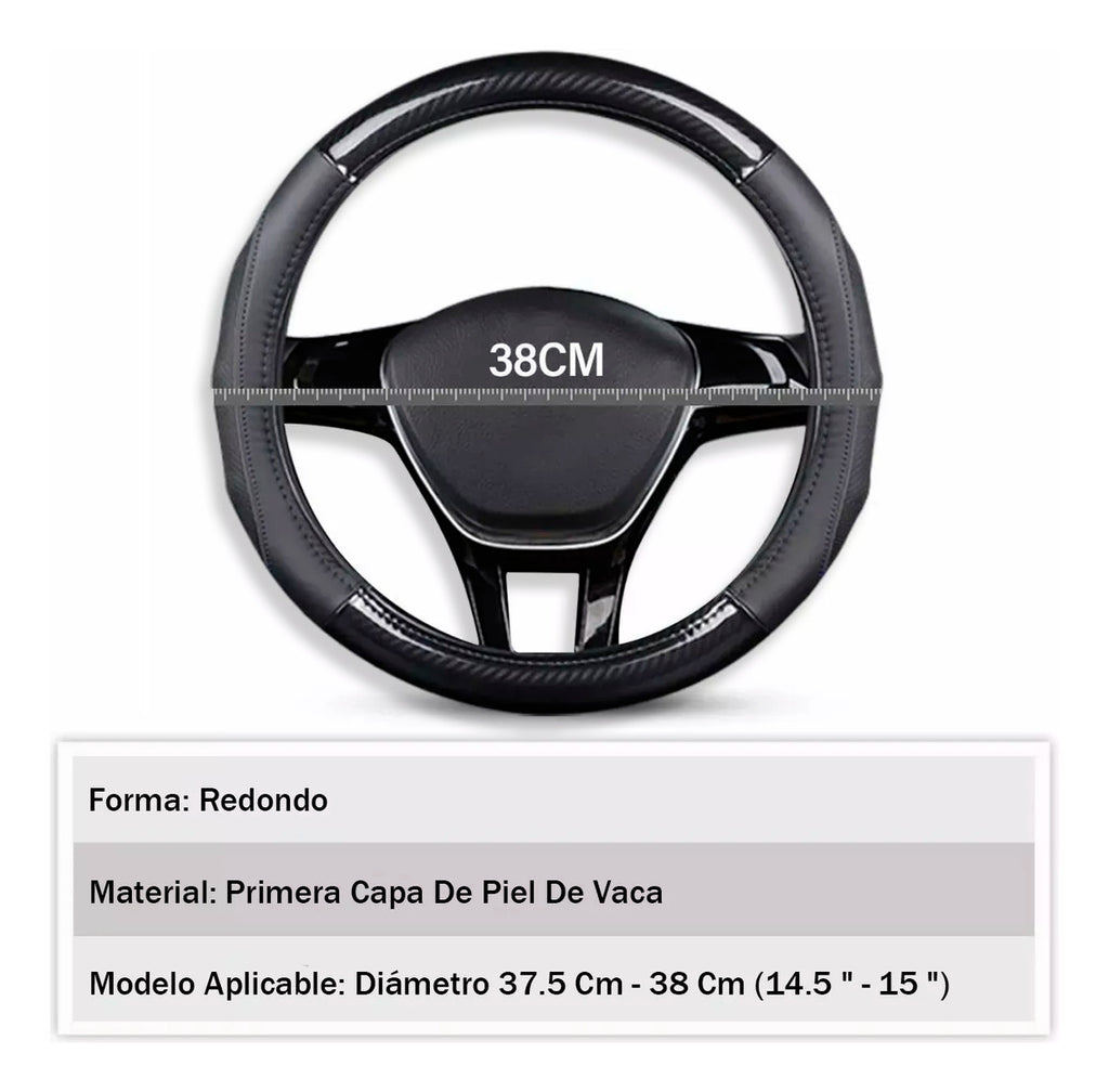 Funda Cubre Volante Fibra Carbono Gama Alta Redondo 38cm