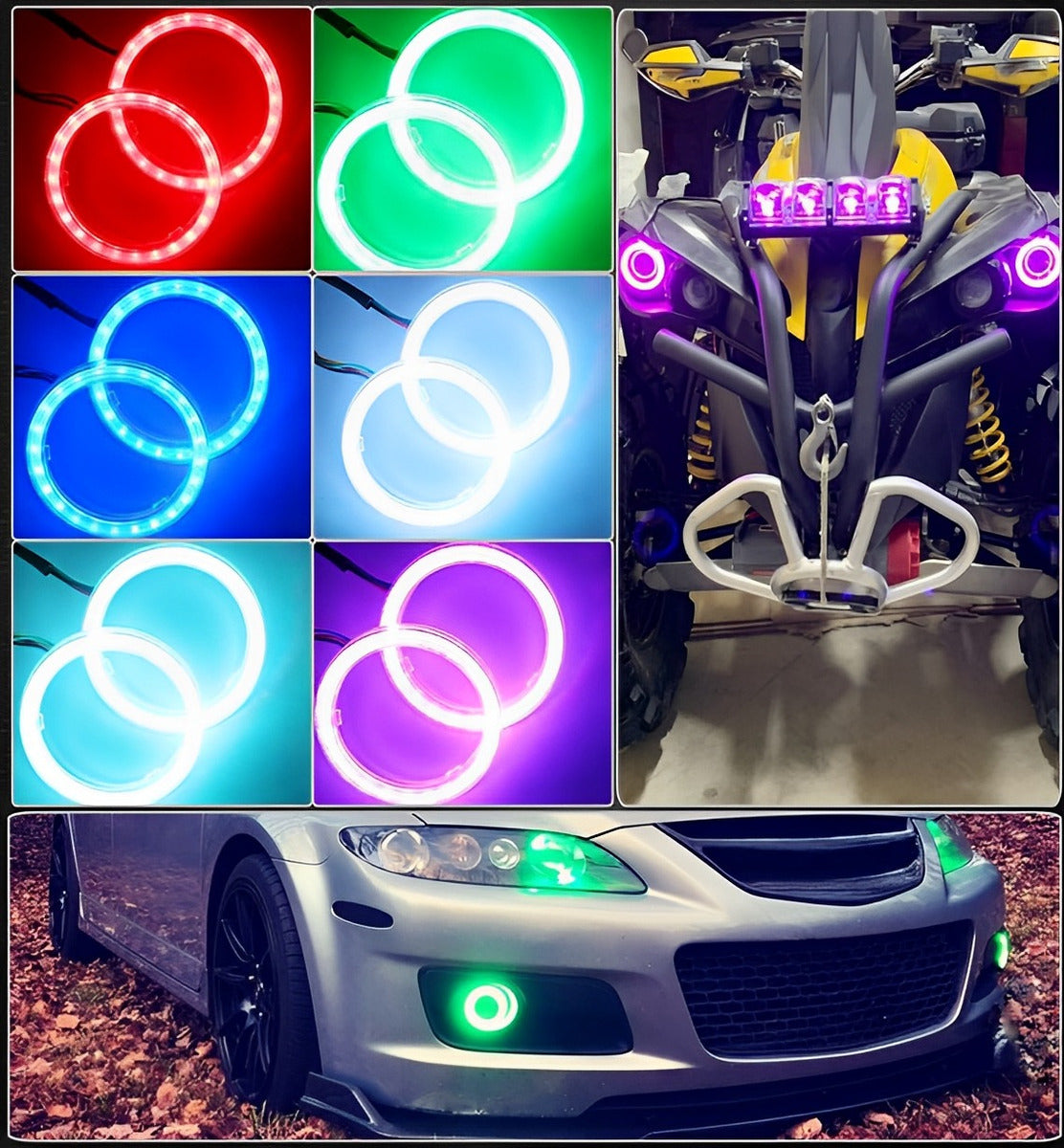 Aro Led Doble Eyes Anillo Auto Moto Faro 60mm Brillante Par