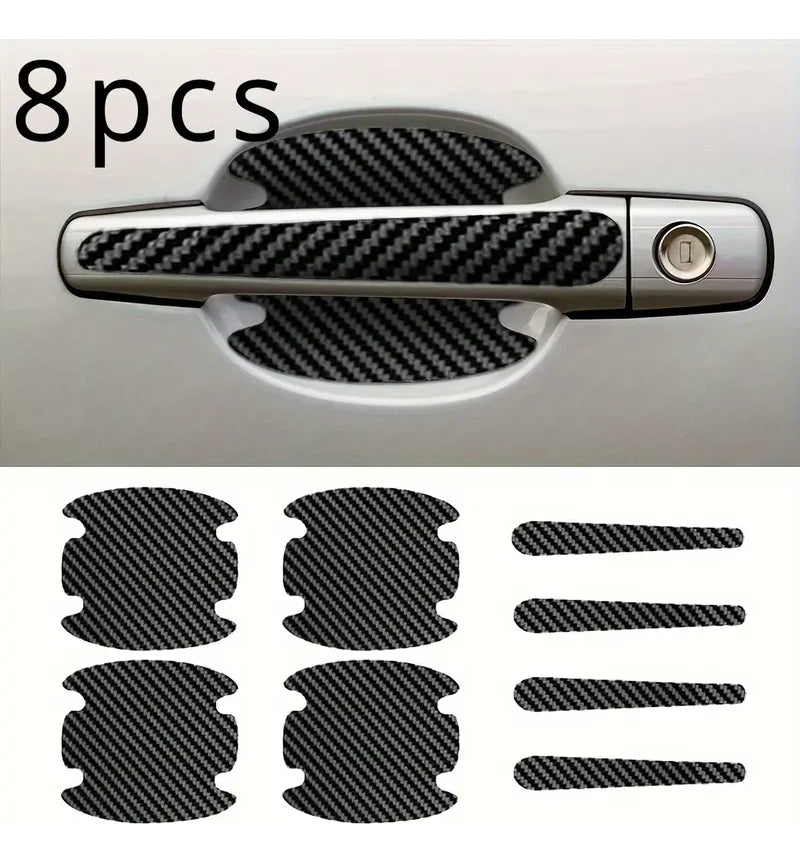 Protector Manija Vinil Fibra Carbono Auto Universal 8pzs