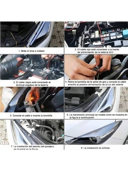 Par Tira Led Drl Flexible Direccional Secuencial Auto/Moto 60cm Compatibilidad Universal 12V impermeable IP65