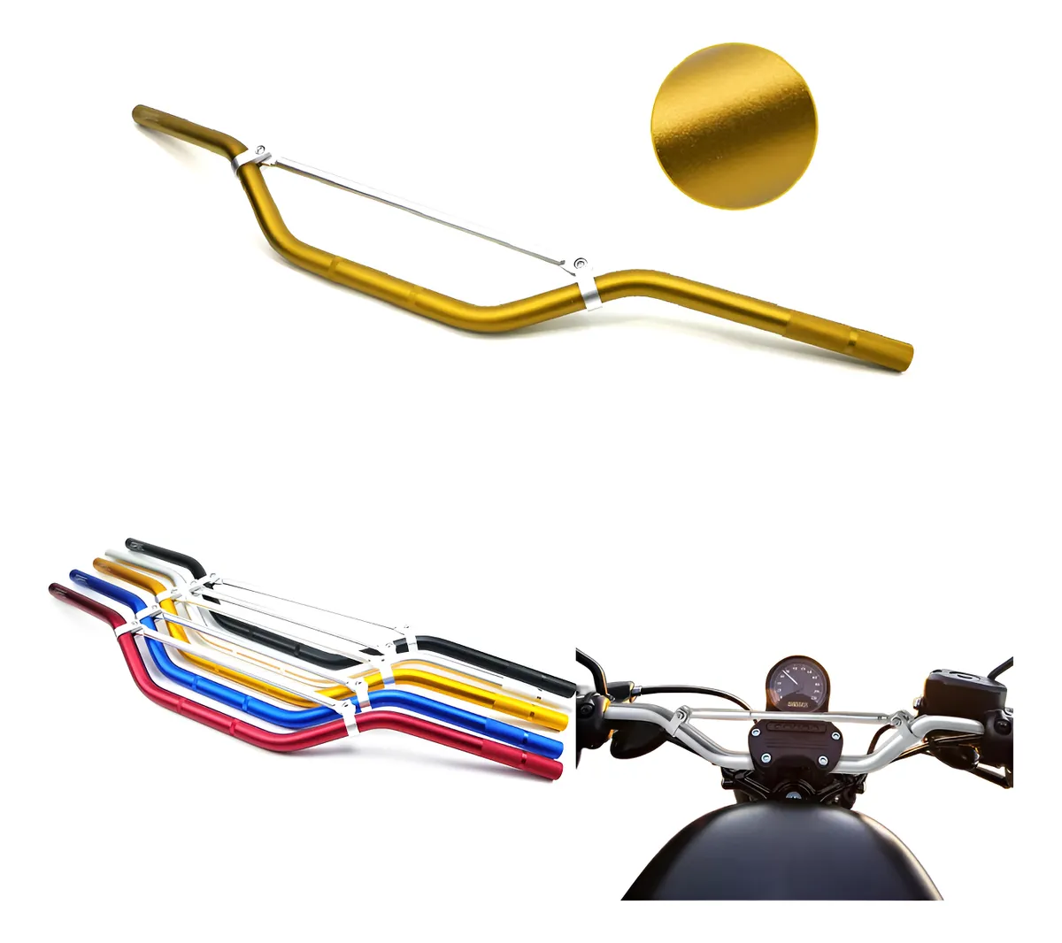 Manubrio Metalico Moto Universal Deportivo Aluminio 1 Pz